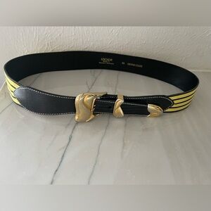 Women's ESCADA Vintage Yellow & Black Striped Belt-Sz 36